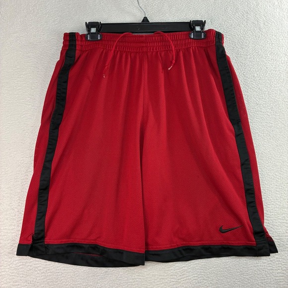 Nike Other - Y2K Nike Baggy Basketball Shorts Men S Red Black Mesh Silky Loose Drawstring